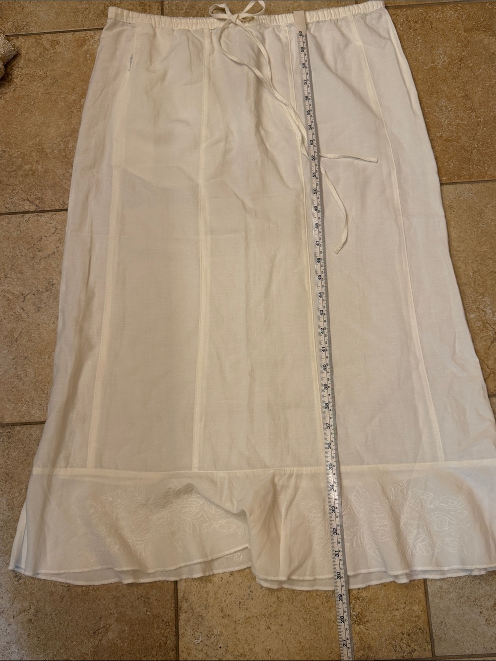 The North Face Women's White Ruffled-Hem Lace Detail Midi Skirt Linen Blend M - Picture 13 of 13